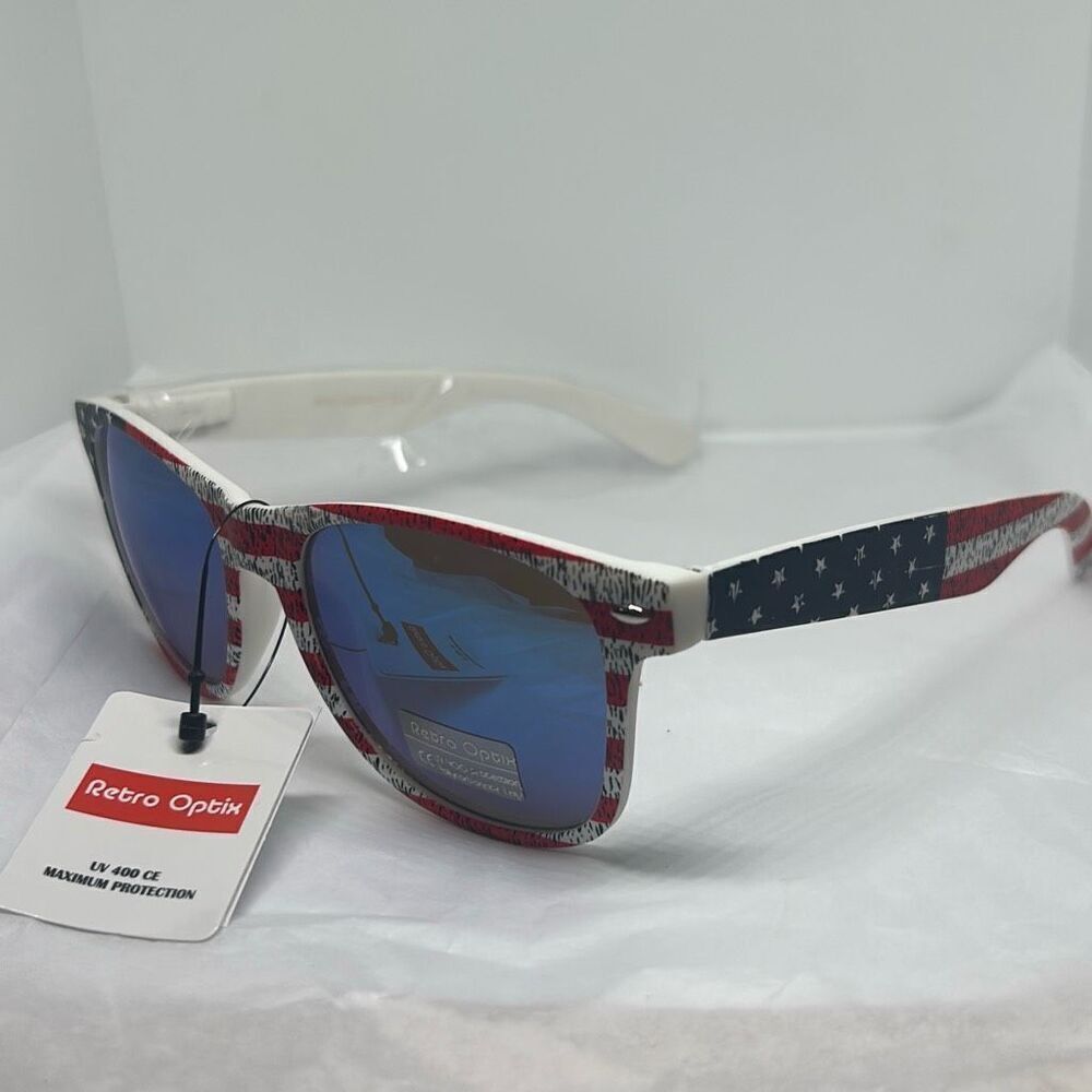 Patriotic American Flag Sunglasses – Mirrored Lenses, UV Protection